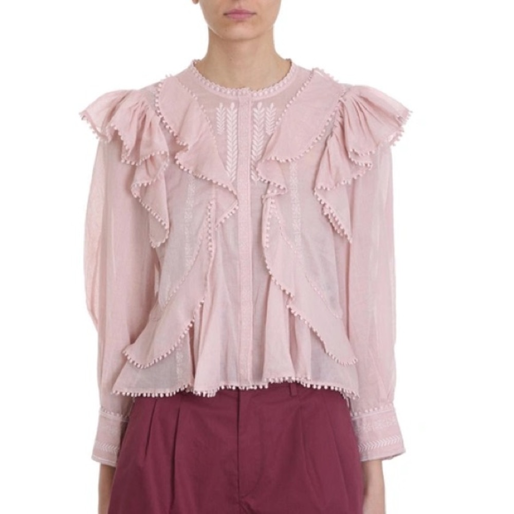 Isabel Marant Étoile| Alea Frilled button-up ruffled in Dusty Pink Blouse